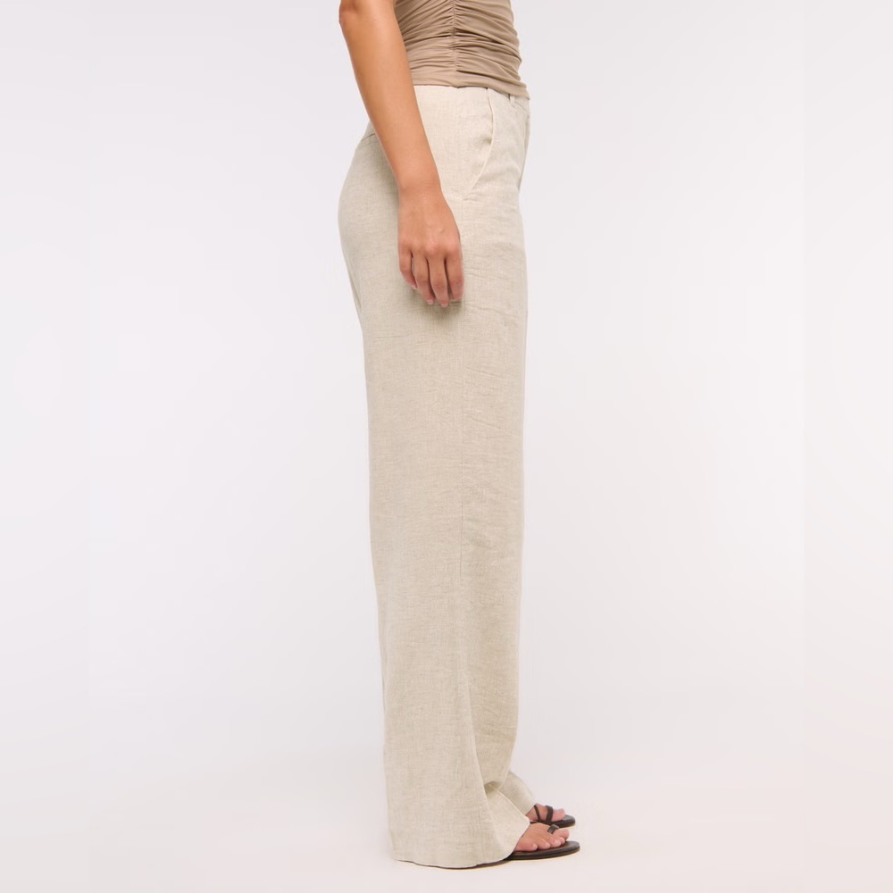 Abercrombie & Fitch Curve Love Tailored Linen-Blend Wide Leg Pant Size 33 / 16 - Picture 4 of 13